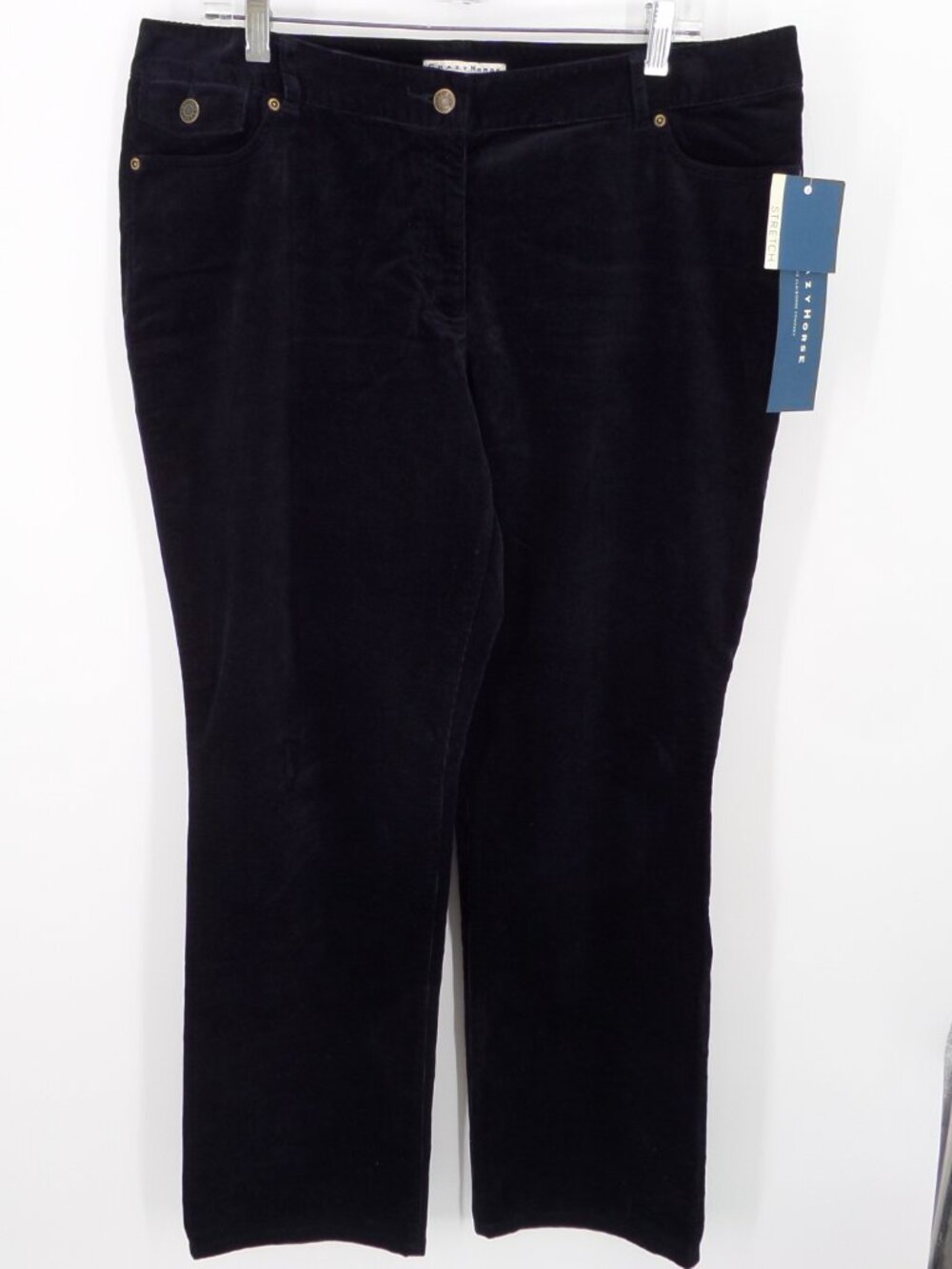 Crazy Horse  By Liz Women's Vintage Corduroy Straight Leg Navy Blue Pants SZ16
